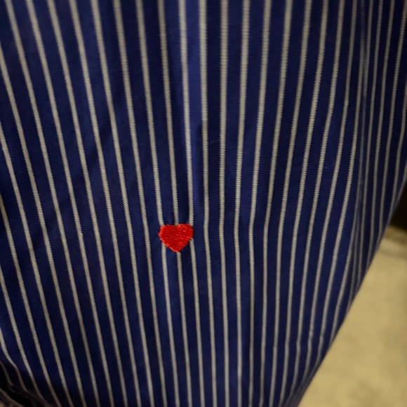 Moschino Navy & White Striped Classic Italian Dress Shirt – Size L - Picture 2 of 4